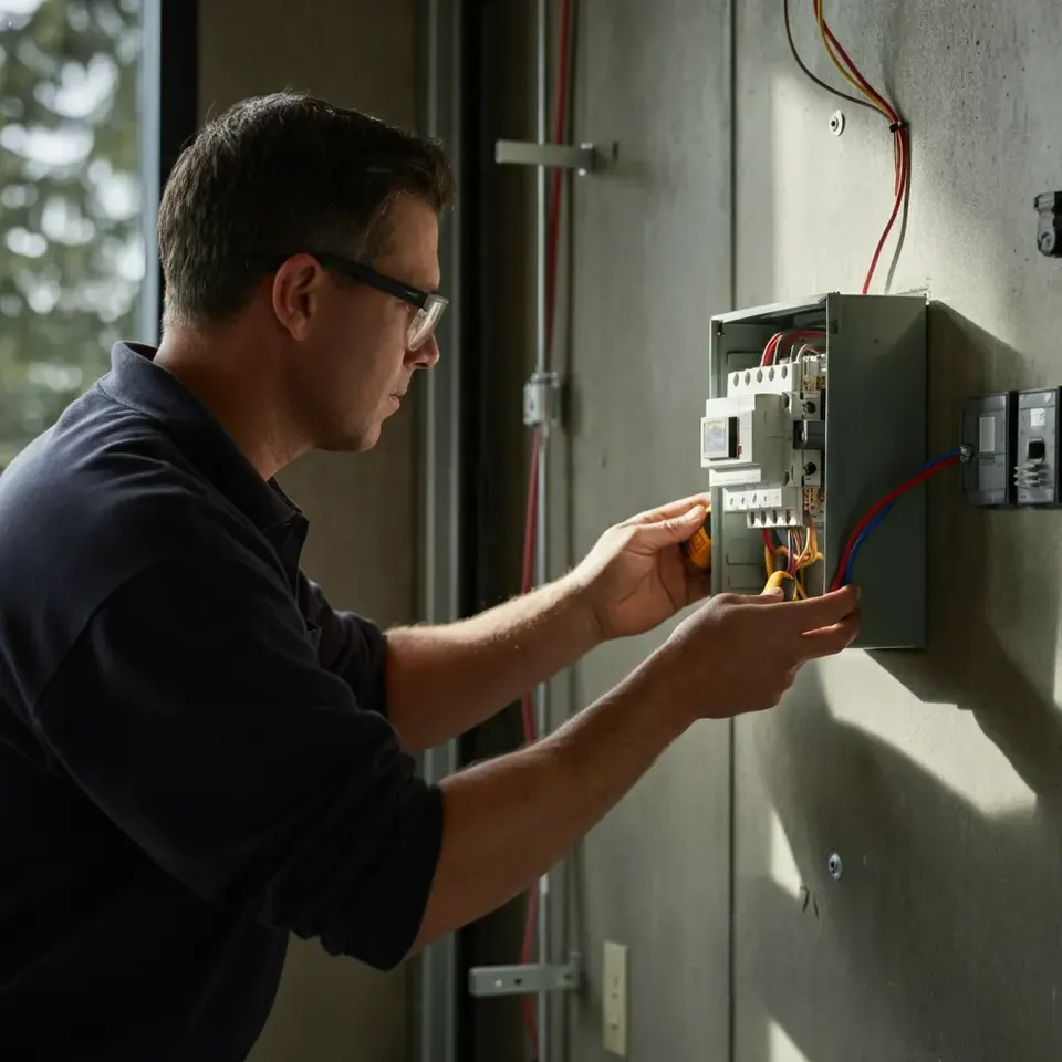 Eagle Power electrician responding to an emergency call at night